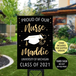 Nurse Graduate Yard Sign, Nurse Yard Sign, Gold Nurse Graduation Sign, Nursing Graduate Gift, RN Graduation Yard Sign, EMT Graduation