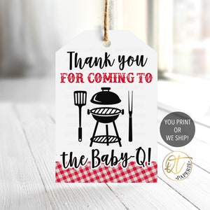 Étiquette de baby shower Baby Q, étiquette de remerciement pour baby shower barbecue, baby shower barbecue, étiquette de sexe barbecue, étiquette de sexe Baby-Q, étiquette Baby-Q