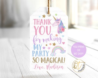 Unicorn Thank You Tag, Unicorn Birthday Tag, Unicorn Party Favor Tag, Magical Birthday Favor, Rainbow Thank You Tag, Unicorn Birthday Decor