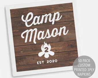 Camp Birthday Napkin, Camping Birthday Decoration, Cabin Camping Party Decor, Camping Napkin Table Decoration, Camp Theme Napkins