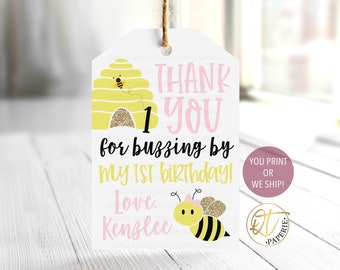 Bee Birthday Tag, 1st Bee Day Favor Tag, Bee Party Tag, Bee Tag, Bee Birthday Thank You Tag, 1st Birthday Bee Day Decorations, Bee Theme