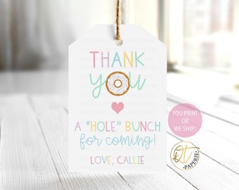 Donut Thank You Tag, Donut Birthday Favor Tag, Donut Party Favor Tag, Donut Birthday Tag, Donut Favor Tag, Donut Party, Printed Donut Tags