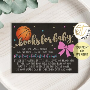 Livres avec noeuds de basket-ball pour baby shower, Jeu de basket-ball pour baby shower, Jeux de basket-ball pour baby shower, Livres imprimés pour cartes de naissance