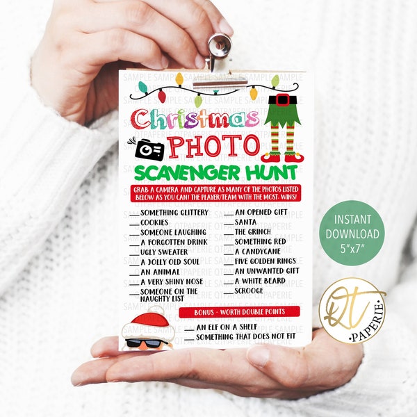 Christmas Photo Scavenger Hunt Game, Kids Christmas Scavenger Hunt, Holiday Party Game Printable, Christmas Eve Game, Holiday Scavenger Hunt