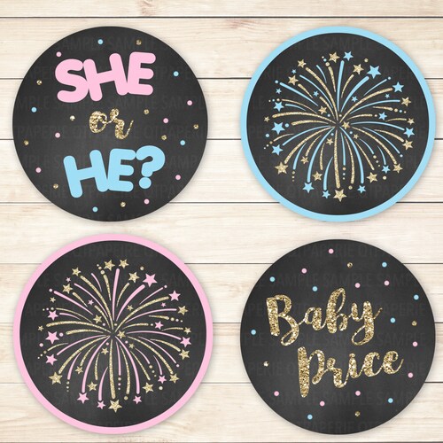 Firework Gender Reveal Cupcake Topper Firework Cupcake Etsy