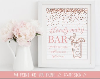 Rose Gold Bloody Mary Bar Sign, Bloody Mary Sign, Rose Gold Bridal Sign, Rose Gold Glitter Sign, Rose Gold Bridal Shower Decoration