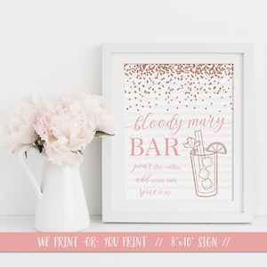 Rose Gold Bloody Mary Bar Sign, Bloody Mary Sign, Rose Gold Bridal Sign, Rose Gold Glitter Sign, Rose Gold Bridal Shower Decoration