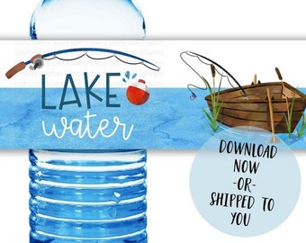 Lake Water Bottle Label, Fishing Birthday Water Bottle Label, Fish Water Bottle Label, O Fish Ally One The Big One Party Supplies