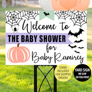 Pastel Halloween Baby Shower Yard Sign, Halloween Baby Shower Welcome Sign, Girl Halloween Baby Shower Decoration, Pastel Babyoween Sign