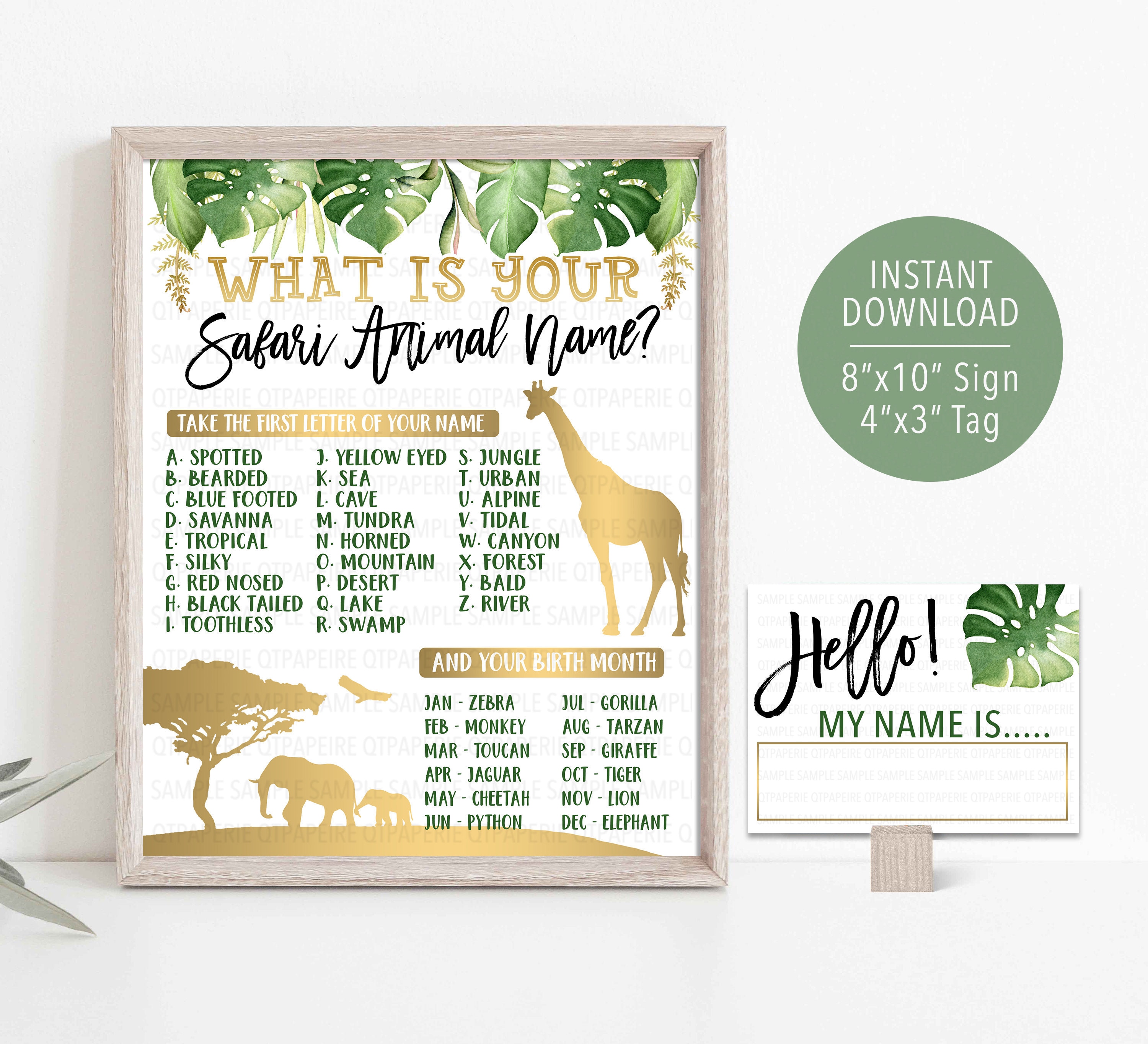 Safari Animal Name Game Safari Game Printable Wild One Party Etsy
