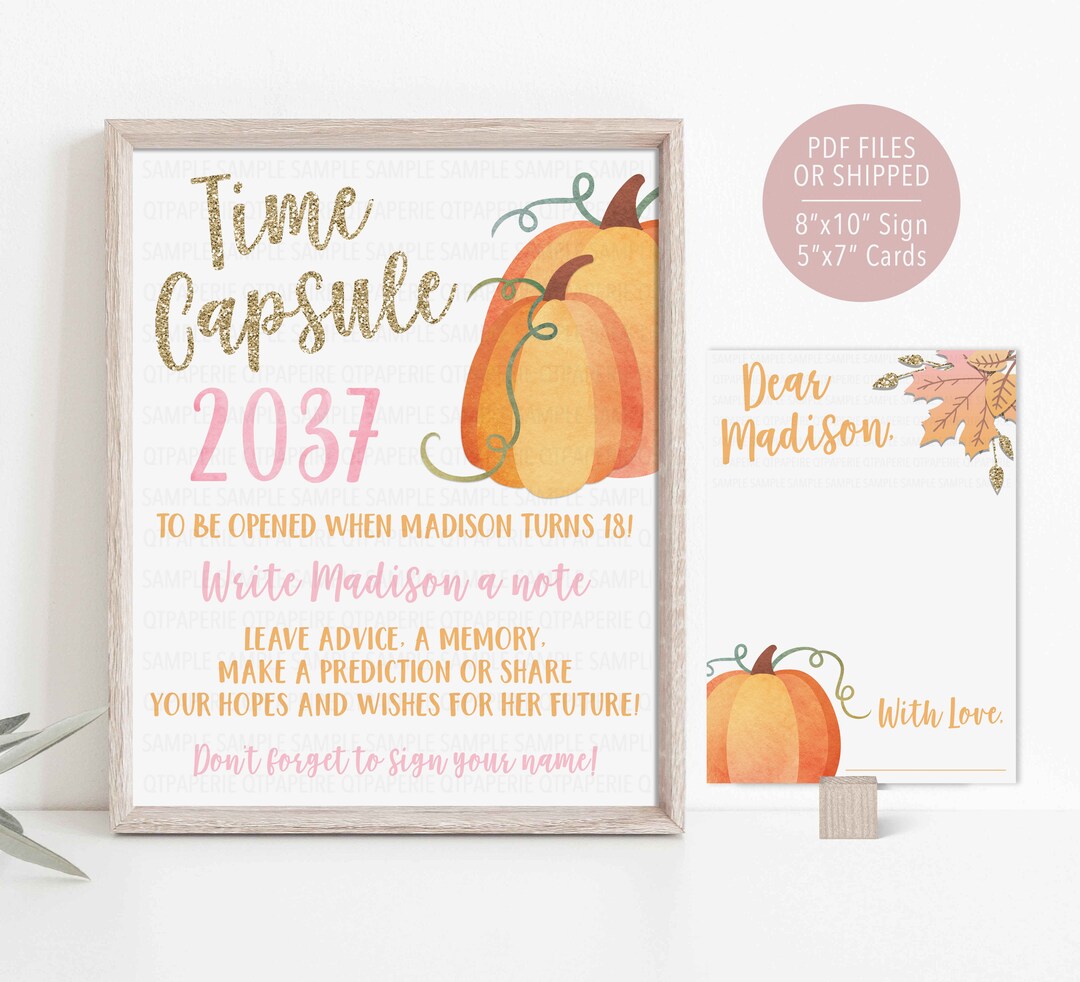 Girl Pumpkin Time Capsule, Fall Time Capsule, Fall First Birthday Time ...