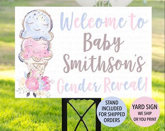 Ice Cream Gender Reveal Welcome Sign, Pastel Ice Cream Entrance Sign, Whats the Scoop Gender Reveal Decoration, Whats the Scoop Yard Sign