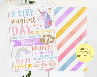 PRINTABLE Unicorn Invitation, Unicorn Party Invitation, Magical Birthday Invitation, Unicorn Birthday, Rainbow Birthday Invitation