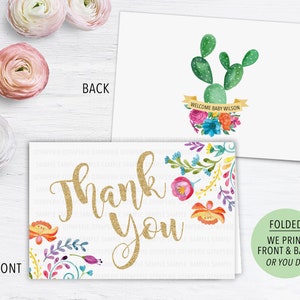 Carte de remerciement mexicaine, Carte Fiesta, Baby Shower mexicaine Merci, Cactus Merci, Douche nuptiale mexicaine Merci, Remerciements pliés