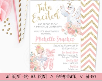 Tutu Baby Shower Invitation, Ballerina Baby Shower, Tutu Baby Girl Invitation, Ballet Shower, Ballerina Tutu Invitation, Swan Baby Shower