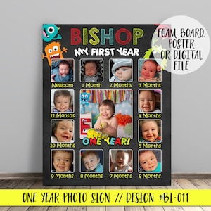 Monster Birthday Sign, Monster First Year Photo Sign, Monster First Birthday, Monster First Year, Baby First Year, Monthly Photo Board,