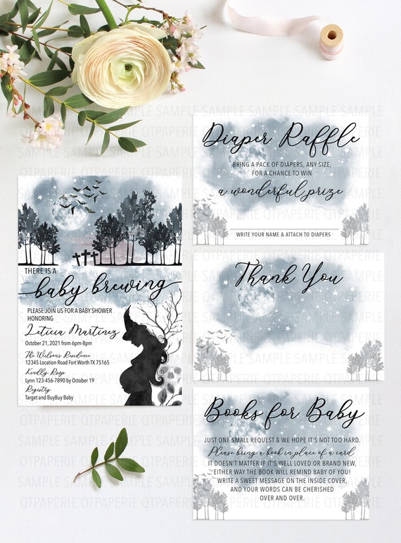 Witch Baby Shower Invitation Suite, Baby Brewing Baby Shower, Halloween Baby Shower, Spooky Baby Shower Suite, Baby Brewing Invitation Combo