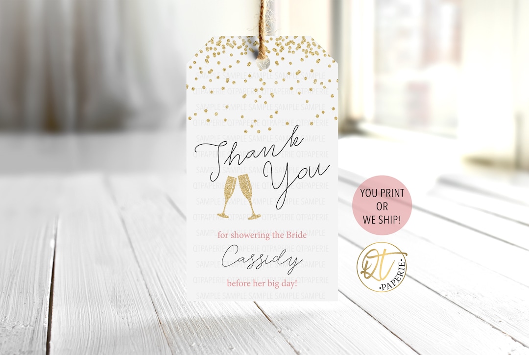 Champagne Bridal Shower Favor Tag, Brunch Bubbly Tag, Champagne Bottle ...