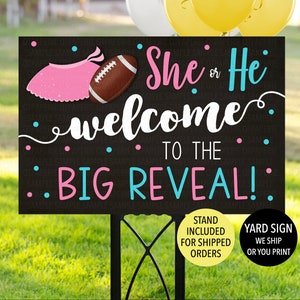 Football Gender Reveal Sign, Touchdowns or Tutus Gender Reveal Decoration, Football Reveal Welcome Yard Sign, Football Tutu Reveal Welcome