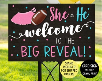 Football Gender Reveal Sign, Touchdowns or Tutus Gender Reveal Decoration, Football Reveal Welcome Yard Sign, Football Tutu Reveal Welcome