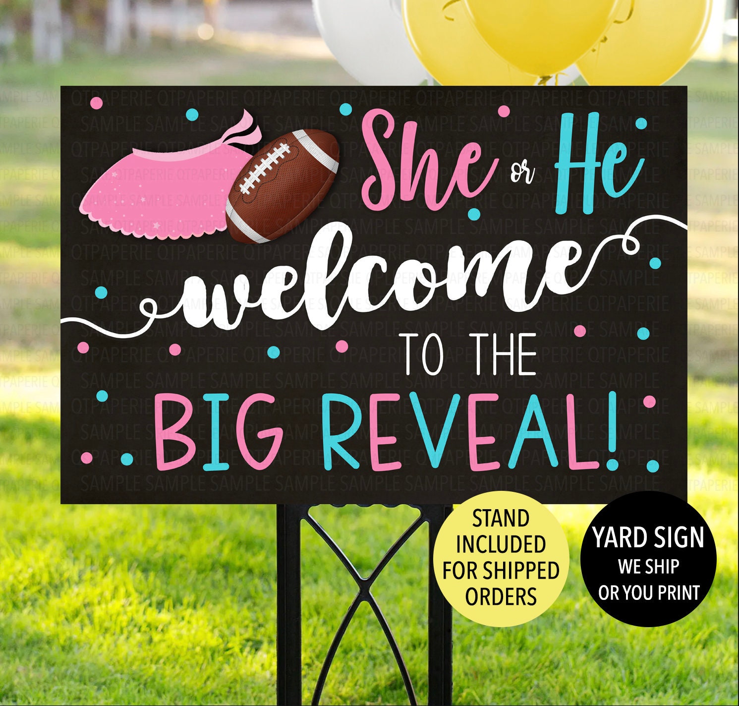 Football Gender Reveal Sign Touchdowns or Tutus Gender Reveal Etsy