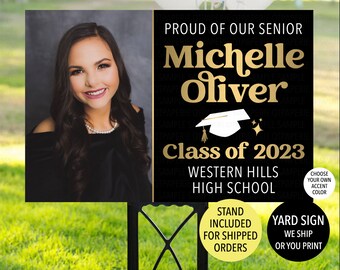 Retro Senior Yard Sign, Groovy Graduation Yard Sign, Gold Graduation Sign, 2026 Senior Photo Sign, Graduation Decoration, Boho Senior Sign