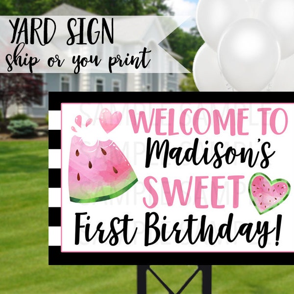 Watermelon Birthday Sign, Watermelon Yard Sign, Watermelon Sign, One in a Melon Birthday Sign, Watermelon Welcome Sign