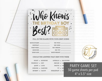 Two Legit Party Game, The Big One Birthday Game, Who Knows the Birthday Boy Best Game, 1st Birthday Game, Hip Hop Birthday Party Game