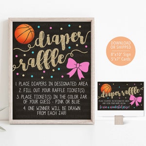 Enseigne de tirage au sort de couches de basket-ball, Sexe de basket-ball révélé, Tombola de jets francs de noeuds de couches, Sexe de loterie de jets libres de noeuds de basket-ball, Jeu de tombola de couches