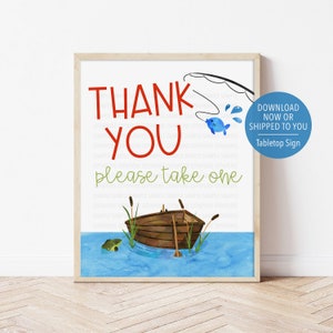 Fishing Birthday Party Favor Sign, Fish Birthday Thank You Sign,  Ofishally One Party Sign,  Fisherman Party Printable, Download Corjl