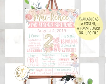 Ballerina Birthday Sign, Ballerina Sign, Ballet Birthday Poster, Ballerina Birthday Board, Tutu Birthday Board, Ballerina 2nd Birthday