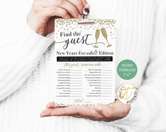 Trouver l'invité New Years Eve Game, NYE Find the Guest Game, Adult NYE Party Game, Printable NYE Game, New Years Party Game Printable
