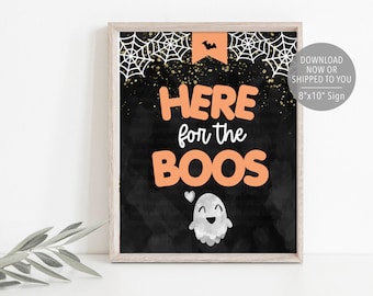 Here for the Boos Sign, Cute Here for Boos Ghost Sign, Boo Day Party Sign, Ghost Party Decor, Kids Boo Day Decoration, Boos Alcohol Sign