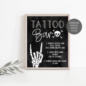 Bad TWO the Bone Tattoo Bar Sign, Skull Bones Tattoo Bar Sign, Rock On Birthday Party Sign, Bad 2 the Bone Birthday Game, Party Decor