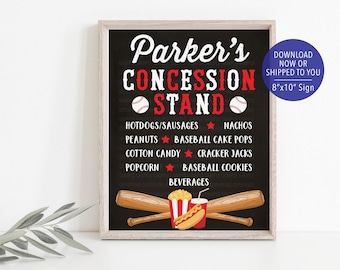 Baseball Birthday Concession Stand Sign, Baseball Party Decor, Baseball Concession Sign, Printed Concession Menu Sign, Baseball Menu Sign