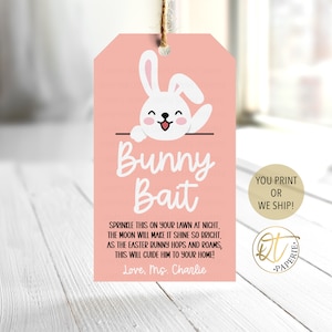 Étiquette d'appât de lapin, carte personnalisée d'appât de lapin, imprimable d'appât de lapin, modèle d'appât de lapin de salle de classe, étiquette de biscuit de Pâques imprimée, festin de lapin
