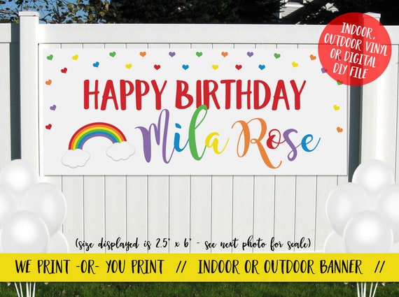 Rainbow Birthday Banner Large Rainbow Banner Rainbow Etsy