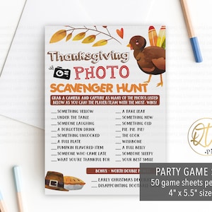 Thanksgiving Photo Scavenger Hunt Game, Kids Thanksgiving Scavenger Hunt, Printable Family Thanksgiving Game, Thanksgiving Dinner Game