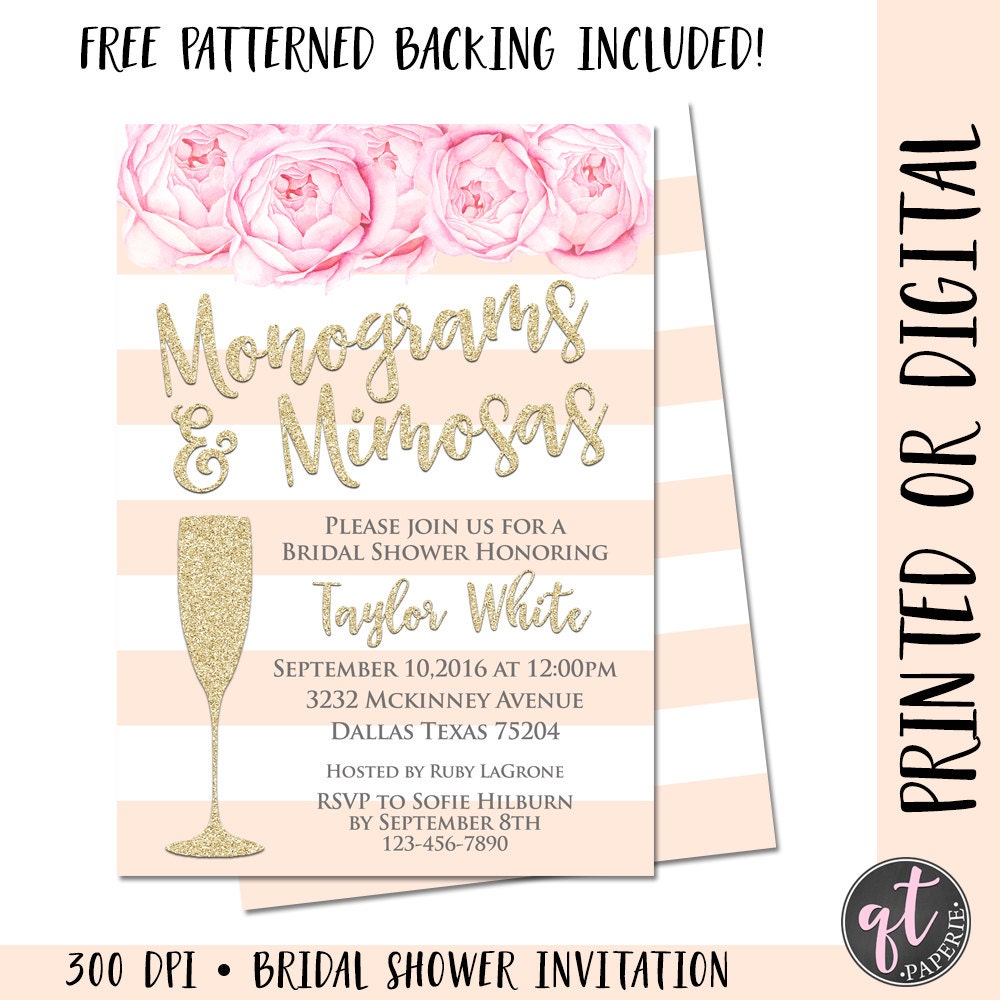 Monograms and Mimosas Bridal Shower Invitation, Mimosa Bridal Shower, Pink  Gold Bridal Shower, Bridal Shower Party, Mimosa Invitation - Etsy, image size:1000x1000