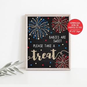 4th of July Babies are Sweet Sign, Firework Baby Shower Sign, Fourth of July Sign, Red White Due Gender Reveal Sign, Red White Blue Baby