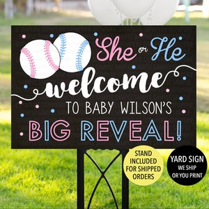 Baseball Gender Reveal Sign, Baseball Reveal Welcome Sign, Pink or Blue Baseball Gender Reveal, Baseball Girl or Boy Reveal, Baseball Sign