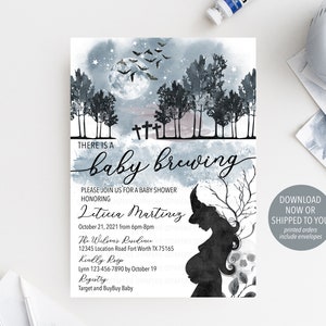 Witch Baby Shower Invitation, Baby Brewing Invite, Halloween Baby Shower Invitation Template, Spooky Baby Shower Invite, Editable Witch