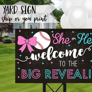 Baseball Gender Reveal Sign, Baseball Reveal Welcome Sign, Baseballs or Bows Gender Reveal, Baseball Girl or Boy Reveal Sign, Baseball Sign