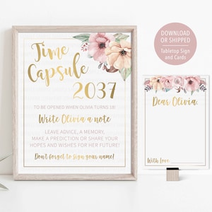 Time Capsule First Birthday, First Birthday Time Capsule, Printed 1st Birthday Time Capsule, Floral Time Capsule Floral First Birthday Decor