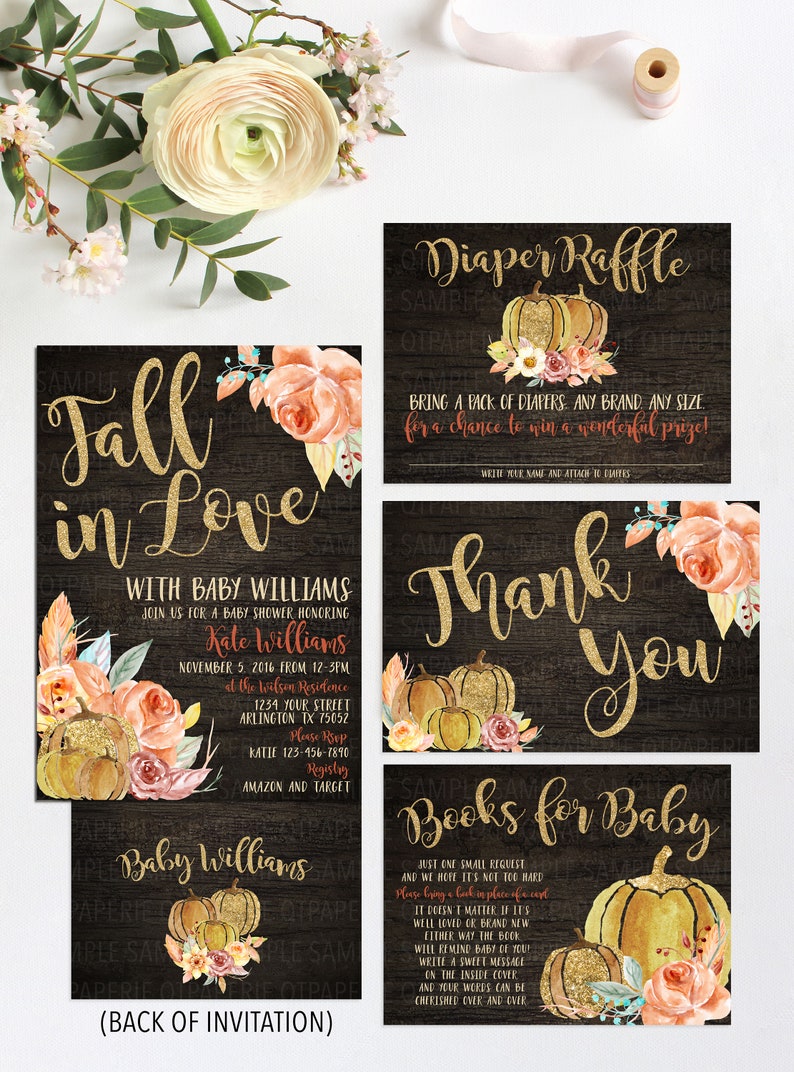 Fall in Love With Baby Shower Invitation, Fall in Love Baby Shower, Fall Baby Shower Suite, Fall Babyshower Invitation image 3