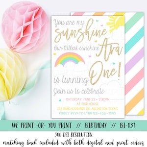 You Are My Sunshine Invitation, Sunshine Birthday Invitation, Sunshine Party Invitation, Sunshine Invite, Little Sunshine Birthday Invite