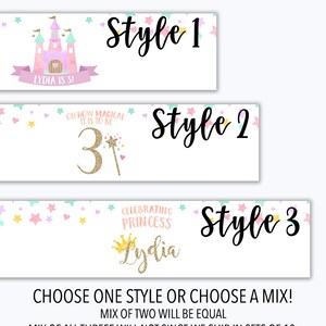 Princess Water Bottle Labels, Princess Birthday Water Bottle Labels ...