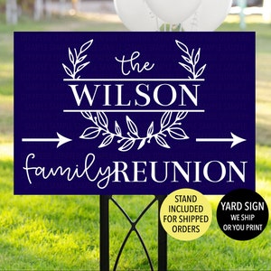Family Reunion Sign With Arrow, Reunion Yard Sign, Printed Yard Sign, Family Event Yard Sign, Outdoor Directional Sign
