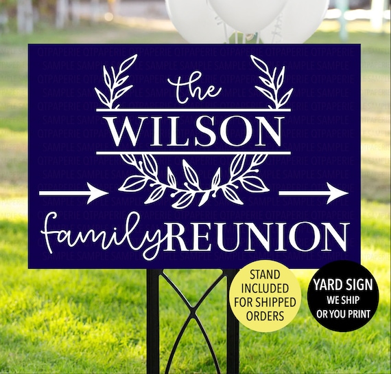 Family Reunion Sign With Arrow Reunion Yard Sign Printed Etsy