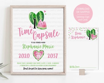 Watermelon Birthday Time Capsule, Watermelon Time Capsule, Watermelon 1st Birthday, One in a Melon Time Capsule, Watermelon Birthday Decor